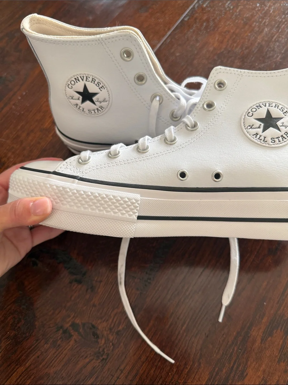 Converse White High-Top All Star Sneakers with Black Trim